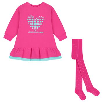 Girls Pink Heart Logo Dress Set