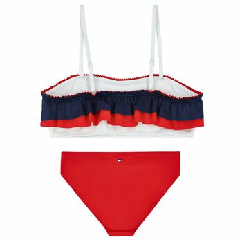 Girls Navy, Red & White Logo Bikini