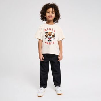 Ivory Lucky Tiger Logo T-Shirt