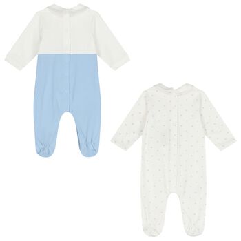 Baby Boys White & Blue Babygrows ( 2-Pack )