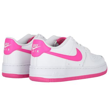 Girls White & Pink Air Force 1 Trainers