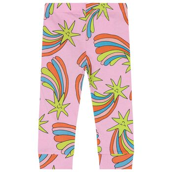 Younger Girls Pink Shooting Stars Leggings