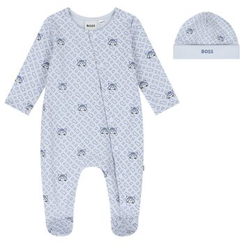 Baby Boys Blue Logo Babygrow Gift Set