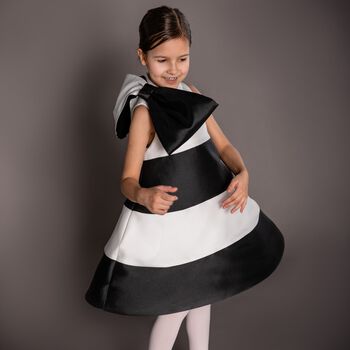 Girls Black & White Bow Dress