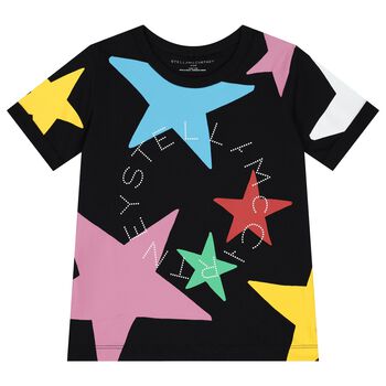 Girls Black Stars Logo T-Shirt