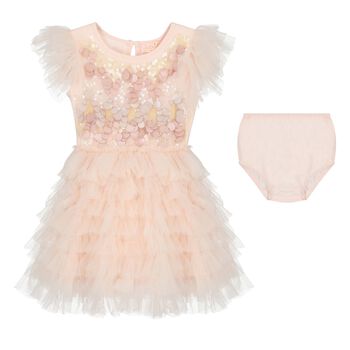 Younger Girls Pink Embellished Dress Set