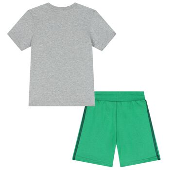 Grey & Green Logo Shorts Set