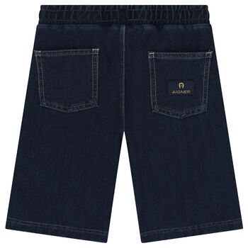 Boys Blue Logo Denim Shorts