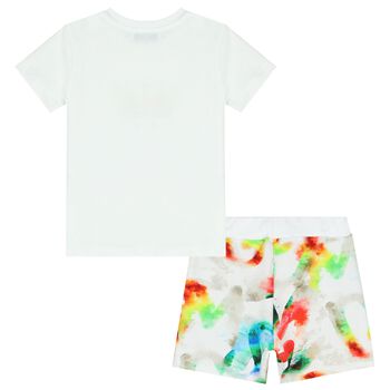 Younger Boys white Logo Shorts Set