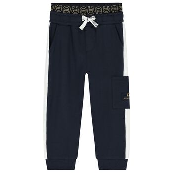 Younger Boys Navy Blue Logo Joggers