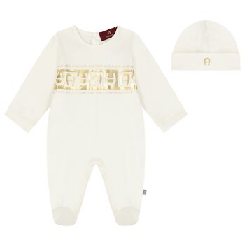 Ivory & Gold Logo Babygrow Gift Set