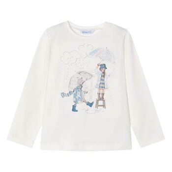 Girls Ivory Long Sleeve Top