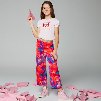 Girls Multi-Colored Logo Trousers