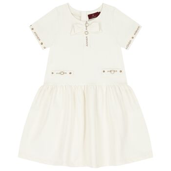 Girls Ivory Logo Dress