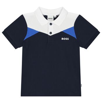 Younger Boys Navy Blue Logo Polo Shirt