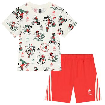Ivory & Red Disney Logo Shorts Set