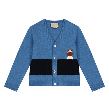 Younger Boys Blue Logo Cardigan