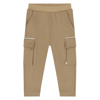 Younger Boys Beige Logo Joggers