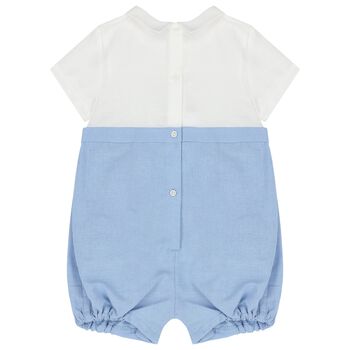 Baby Boys White & Blue Romper