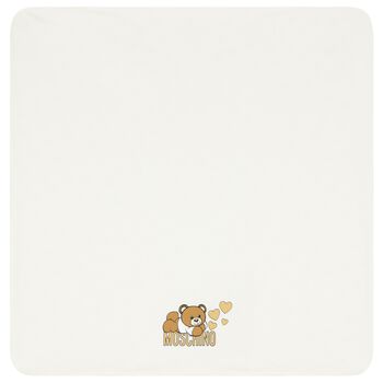 Baby Girls Ivory Teddy Bear Logo Blanket