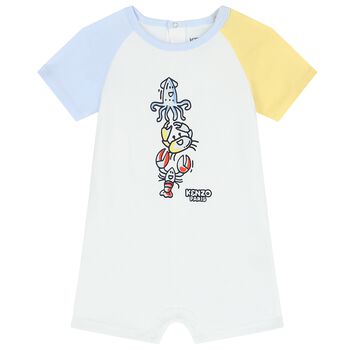 Baby Boys White Logo Romper