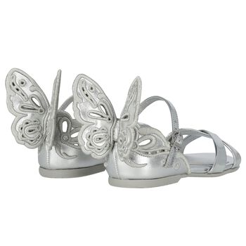 Girls Silver Butterfly Sandals