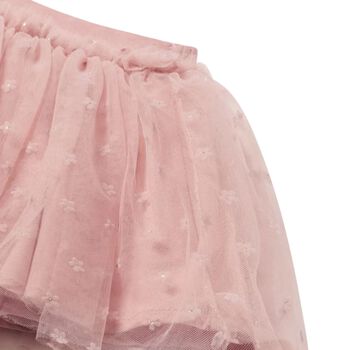 Younger Girls Pink Floral Tulle Skirt