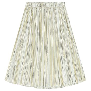 Girls Gold Logo Pleated Skirt