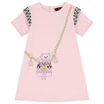 Girls Pink Bag Logo Dress