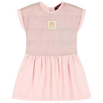 Younger Girls Pink Logo Dress