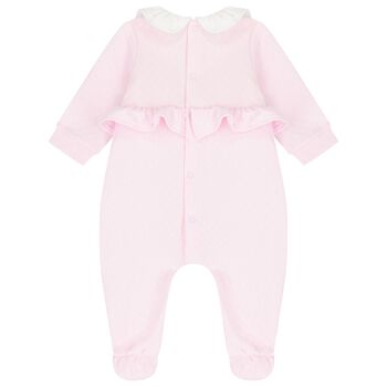 Baby Girls Pink Logo Flower Babygrow