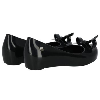 Girls Black Bow Shoes