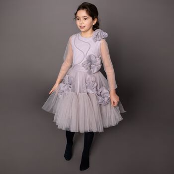 Girls Purple Logo Tulle Dress