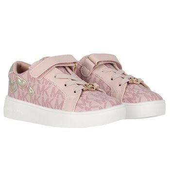 Girls Pink & Gold Logo Trainers