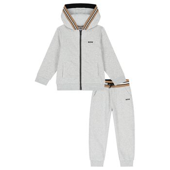 Boys Grey Logo Tracksuit