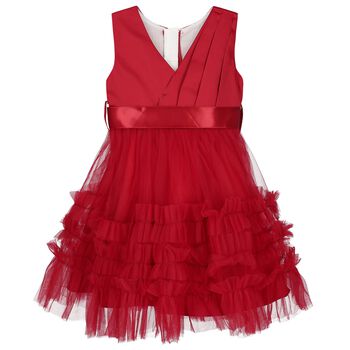 Girls Red Ruffle Tulle Dress