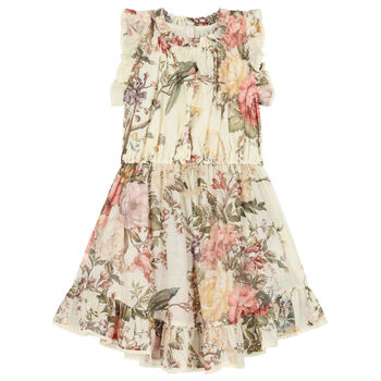 Girls Ivory Floral Dress