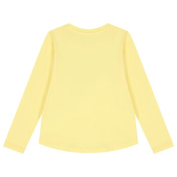 Girls Yellow Logo Sequin Long Sleeve Top