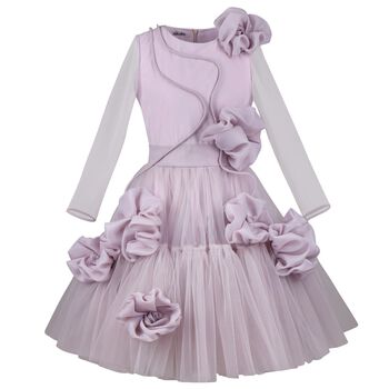 Girls Purple Logo Tulle Dress