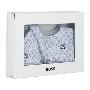 Baby Boys Blue Logo Babygrow Gift Set