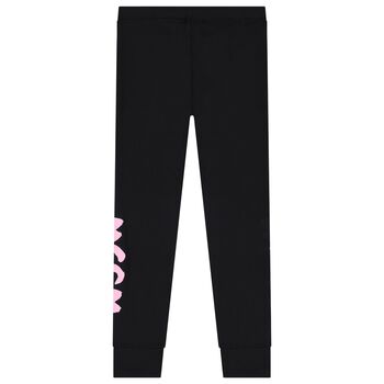 Girls Black Logo Leggings