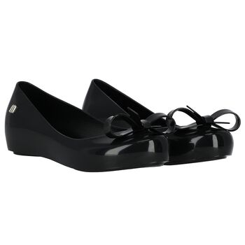 Girls Black Bow Shoes