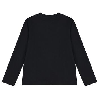 Boys Black Logo Long Sleeve Top