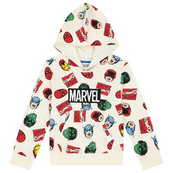 Boys Ivory Marvel Hooded Top