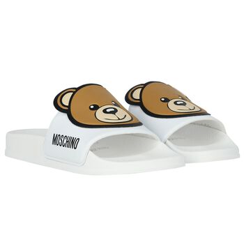 Girls White Teddy Bear Logo Sliders