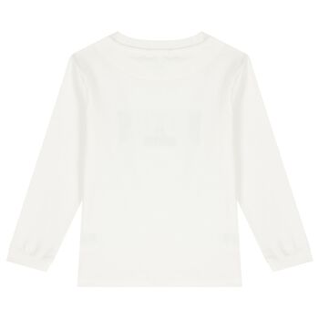 Boys White Logo Long Sleeve Top