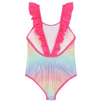 Girls Pink Ruffled Swimsuit