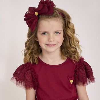 Girls Burgundy Bow Headband