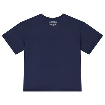 Boys Navy Blue Tiger Logo T-Shirt