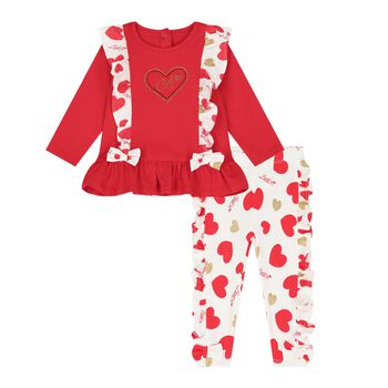 Baby Girls Red Heart Leggings Set